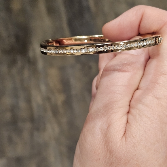 Kate Spade Rose Gold Tone Clear Pave Snap Closure Bangle Bracelet - Picture 3 of 7